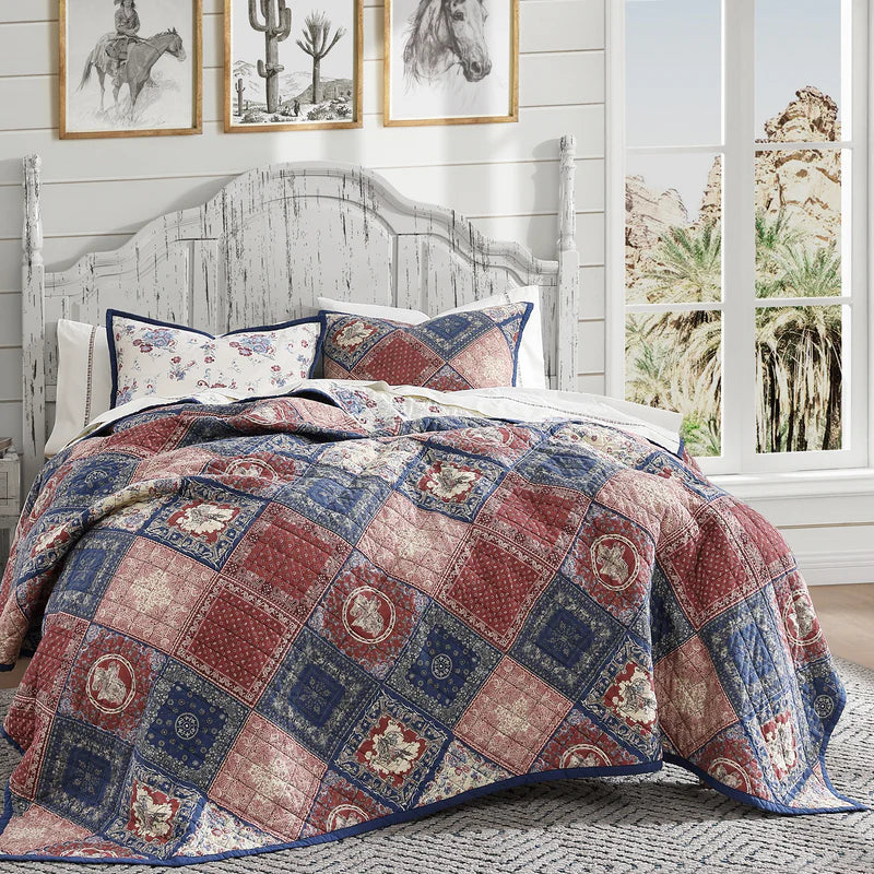 Patchwork Bandana Reversible 3Pc Quilt Set By HiEnd Accents
