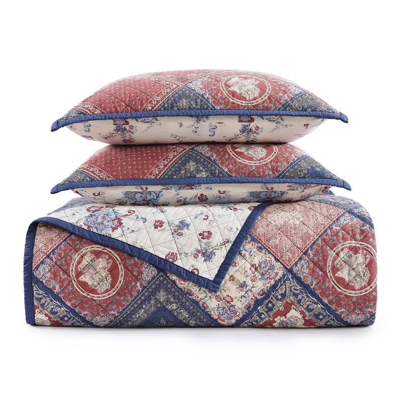 Patchwork Bandana Reversible 3Pc Quilt Set By HiEnd Accents