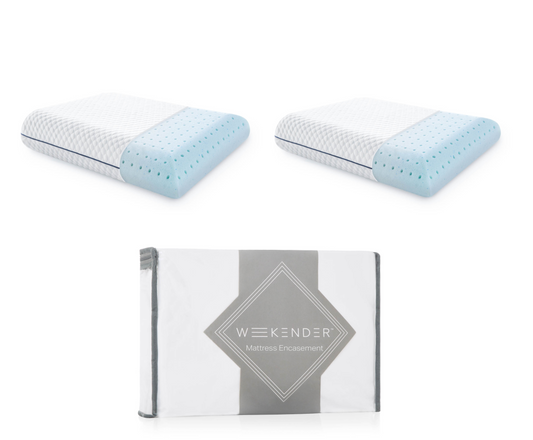 Malouf 2 Gel Memory Foam Pillow(s) With 1 Encasement Mattress Protector Bundle