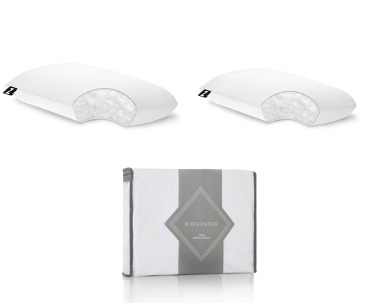 Malouf 2 Gelled Microfiber® Pillows And 1 Weekender Jersey Mattress Protector Bundle