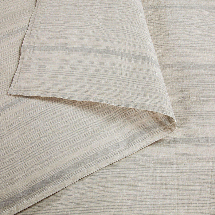 100% French Flax Linen Variegated Stripe Duvet Cover Set HiEnd Accents