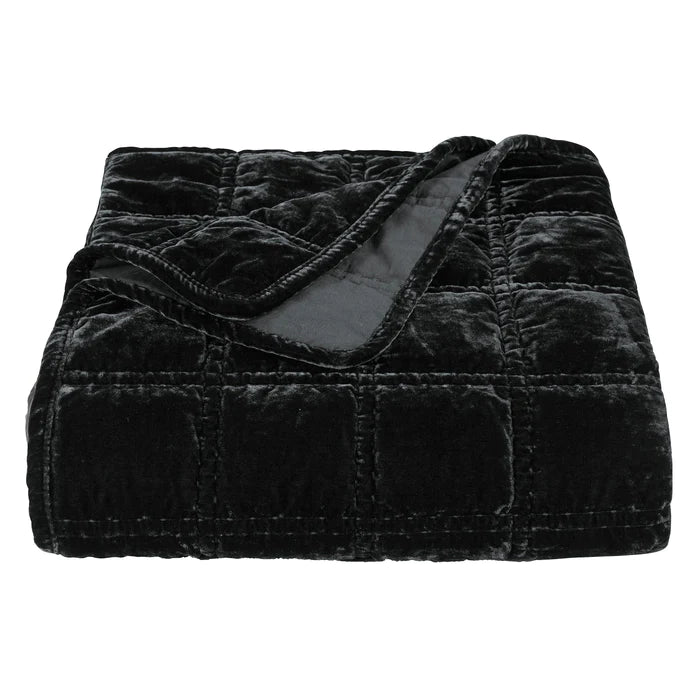 Stella Faux Silk Velvet Double Box Stitch Throw By HiEnd Accents