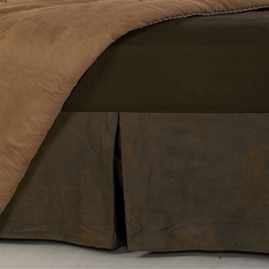 Chocolate Brown Faux Leather Bed Skirt HiEnd Accents