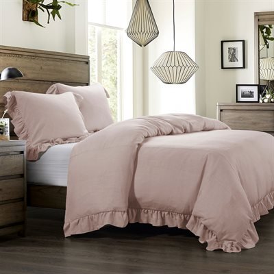 Lily Washed Linen Ruffled Duvet Cover HiEnd Accents