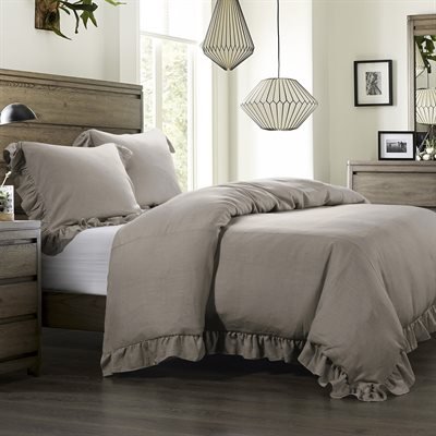 Lily Washed Linen Ruffled Duvet Cover