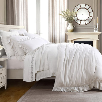 Lily Washed Linen Ruffled Duvet Cover HiEnd Accents