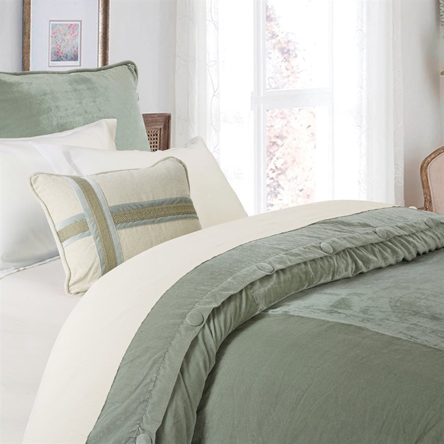 Arlington Seafoam Velvet Duvet Cover HiEnd Accents