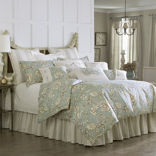 Gramercy Jacobean Floral Aqua Comforter Set