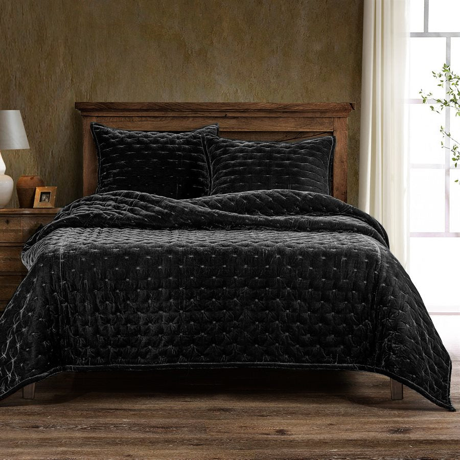 Stella Faux Silk Velvet 3Pc Quilt, 8 Colors By HiEnd Accents