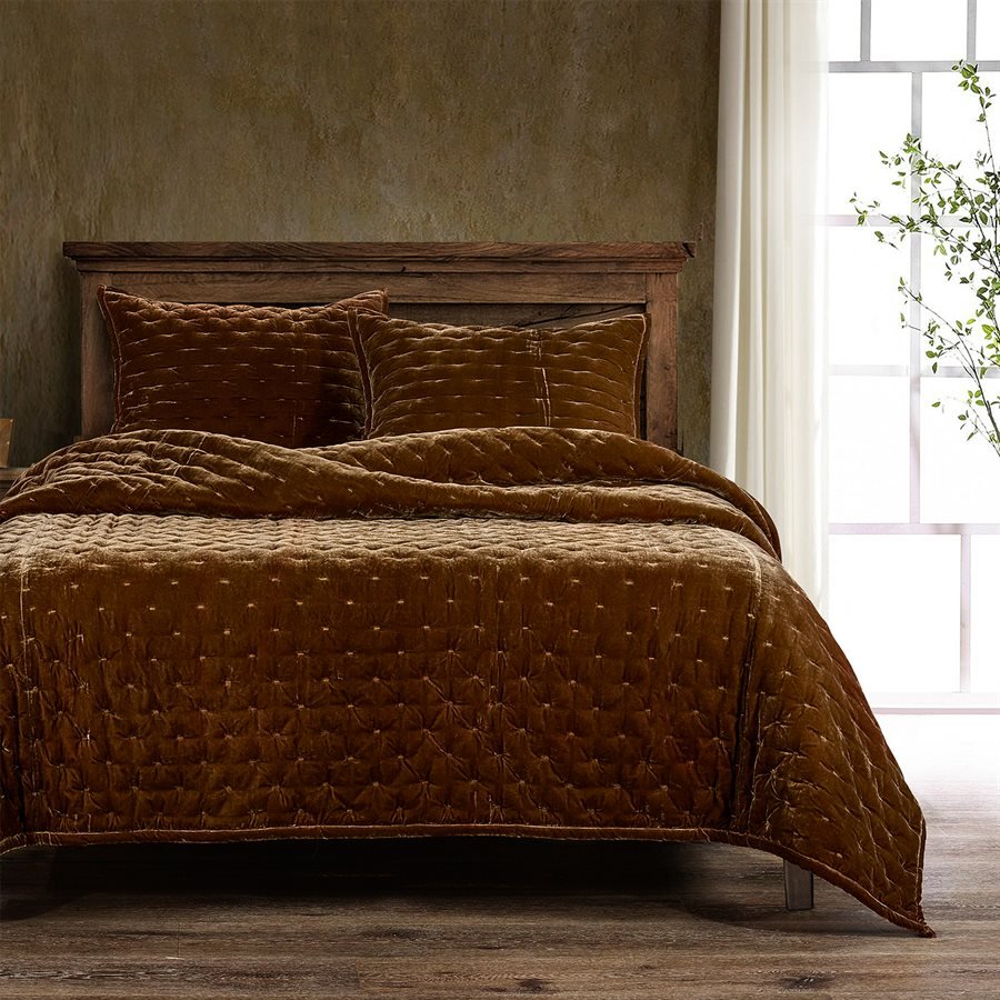 Stella Faux Silk Velvet 3Pc Quilt, 8 Colors By HiEnd Accents