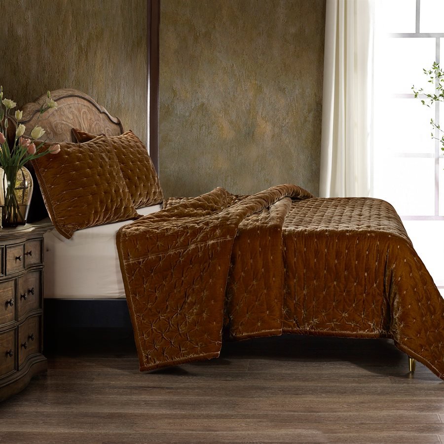 Stella Faux Silk Velvet 3Pc Quilt, 8 Colors By HiEnd Accents