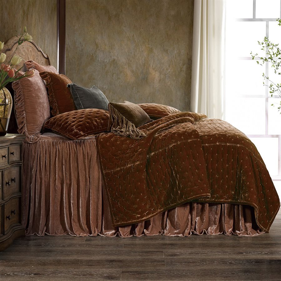 Stella Faux Silk Velvet 3Pc Quilt, 8 Colors By HiEnd Accents