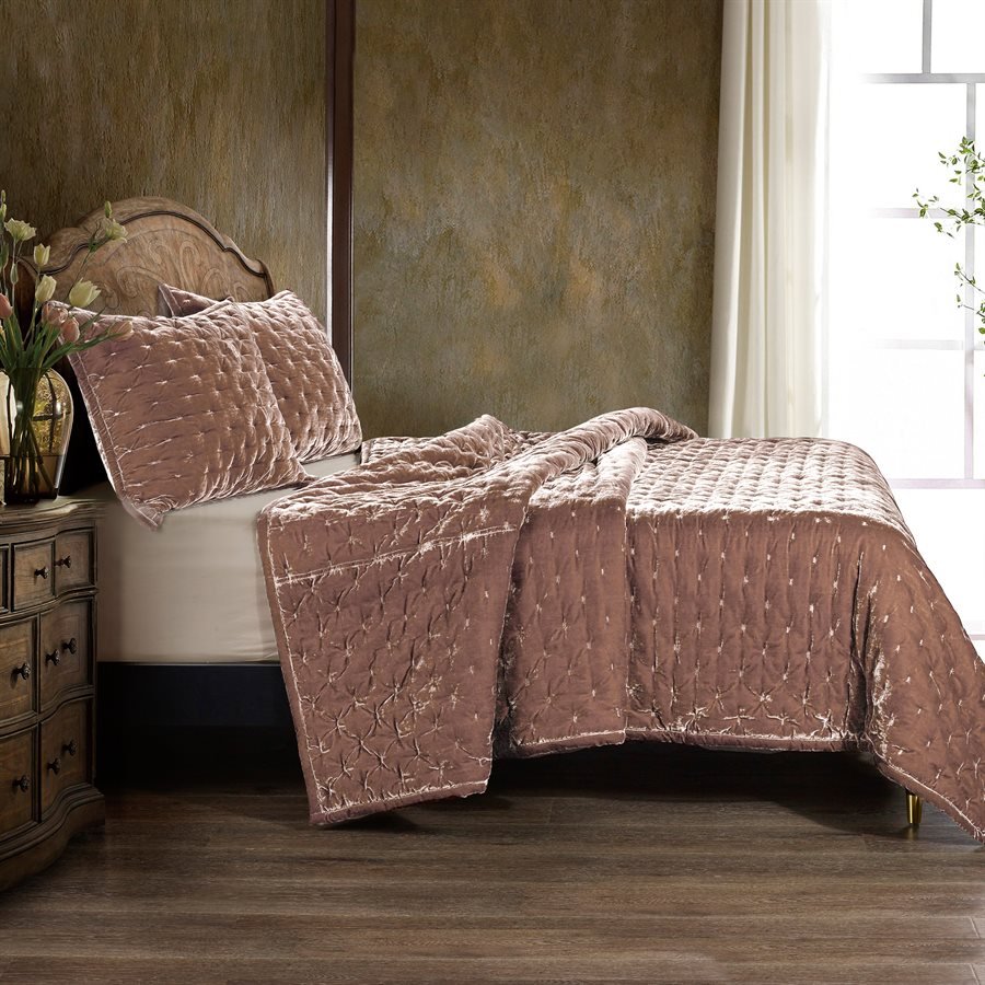 Stella Faux Silk Velvet 3Pc Quilt, 8 Colors By HiEnd Accents