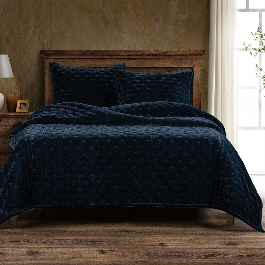 Stella Faux Silk Velvet 3Pc Quilt, 8 Colors By HiEnd Accents