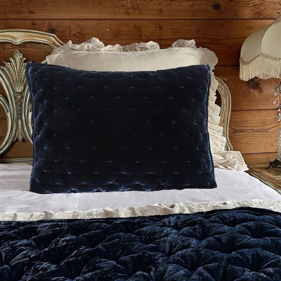 Navy velvet shop pillow shams