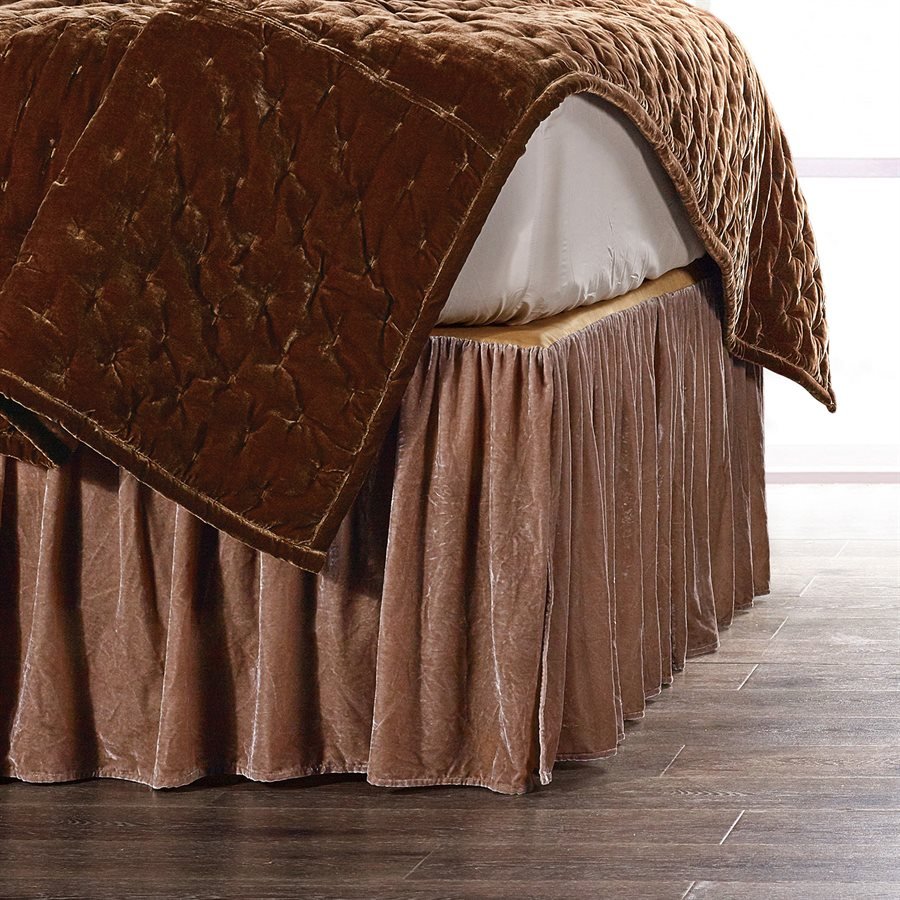 Stella Faux Silk Velvet Bed Skirt HiEnd Accents