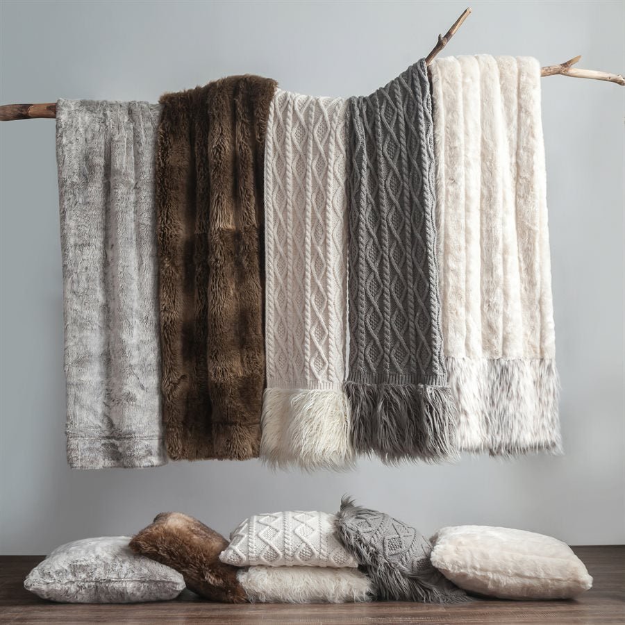 White Faux Mink & Snow Leopard Oversized Throw Blanket, 50x80 By HiEnd Accents