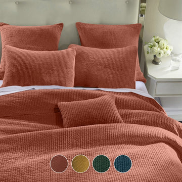 Stonewashed Cotton Velvet Quilt Set, 4 Colors HiEnd Accents