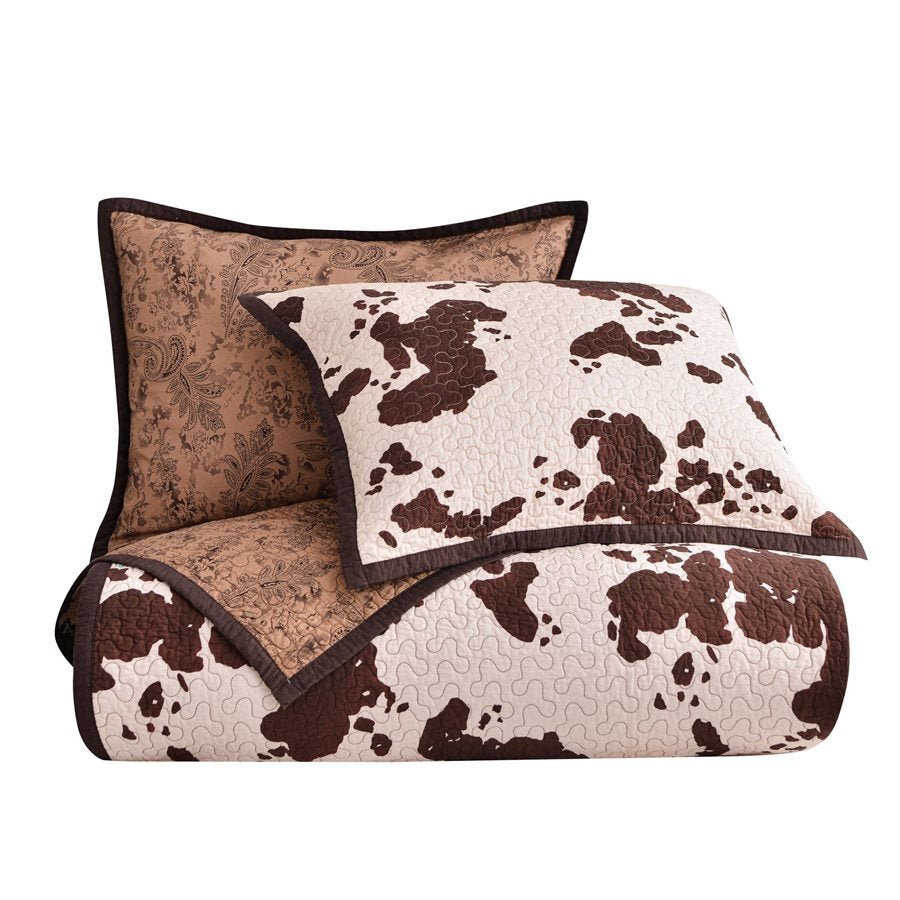 Elsa Cowhide Reversible 3Pc Quilt Set By HiEnd Accents