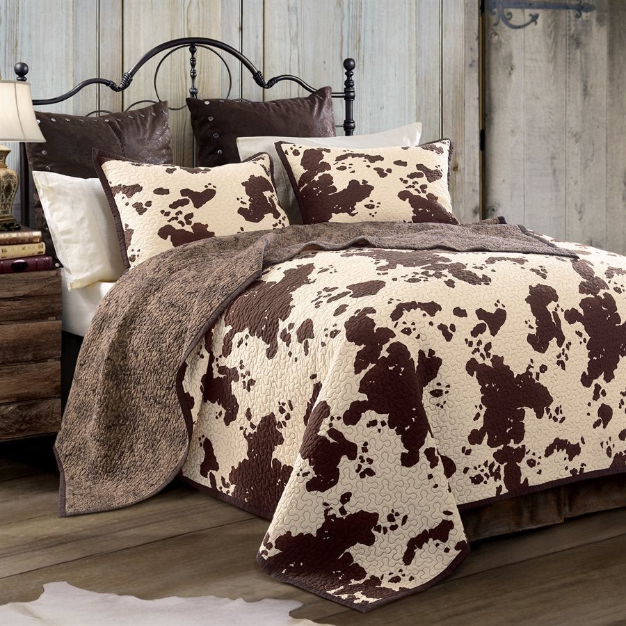 Elsa Cowhide Reversible 3Pc Quilt Set By HiEnd Accents