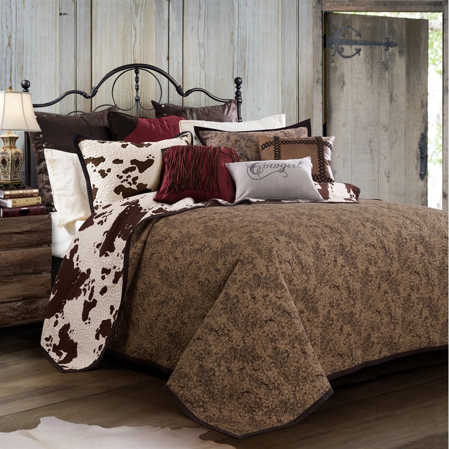 Elsa Cowhide Reversible 3Pc Quilt Set By HiEnd Accents
