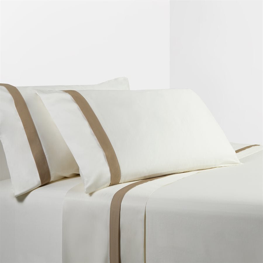 350tc Cream Sheet Set With Tan Flange HiEnd Accents