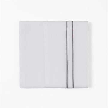 350 Tc White Sheet Set With Gray Stripe Embroidery