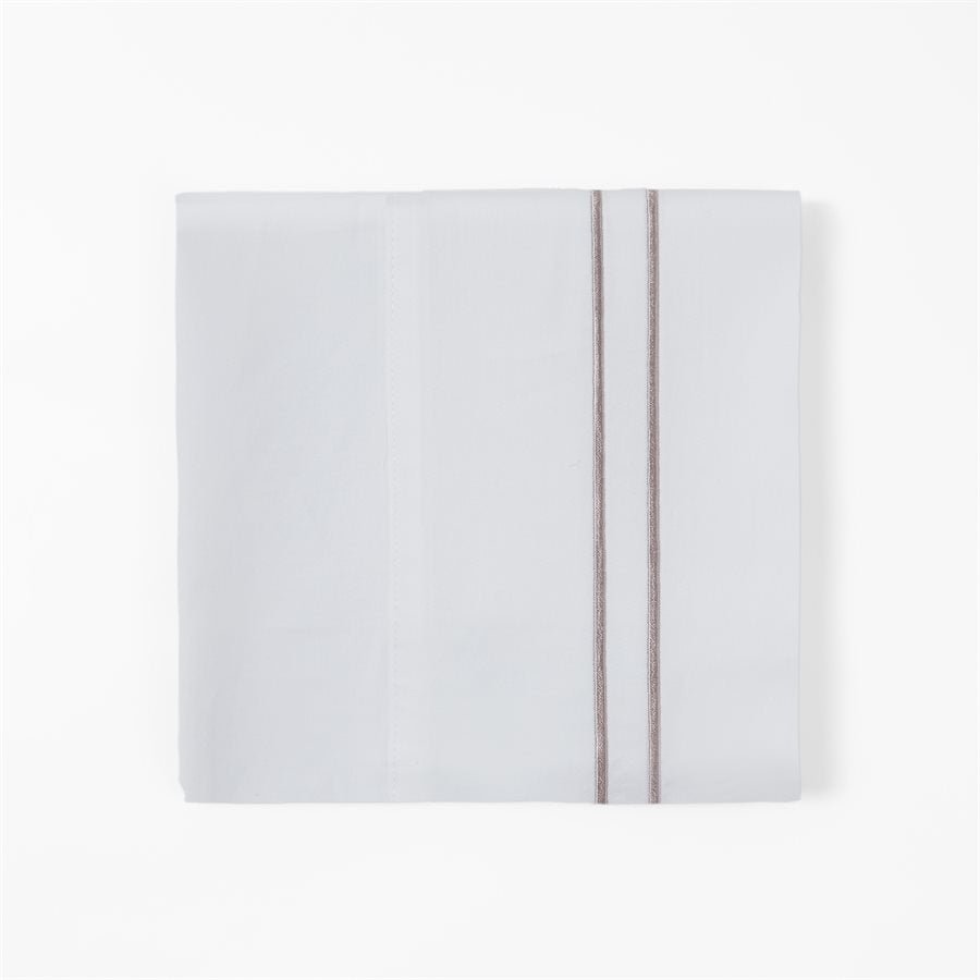 350 Tc Taupe Stripe Embroidered White Sheet Set