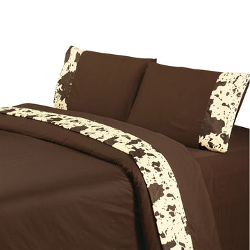 Printed Cowhide Sheet Set, Chocolate HiEnd Accents