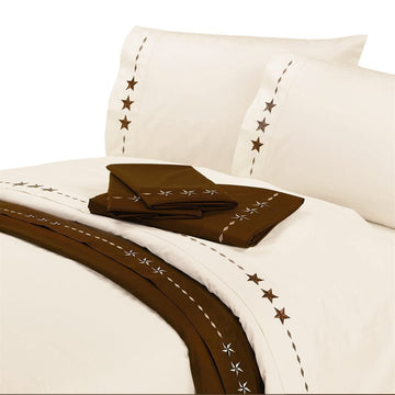 Embroidered Star Sheet Set, Cream