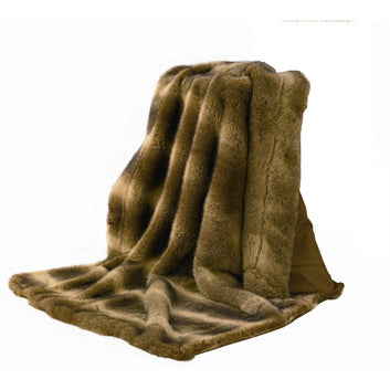 HiEnd Accents Faux Wolf Fur Throw Blanket