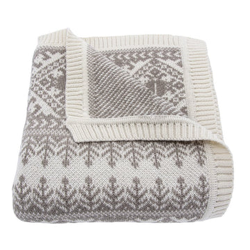 HiEnd Accents Fair Isle Taupe Knit Throw Blanket, 50x60