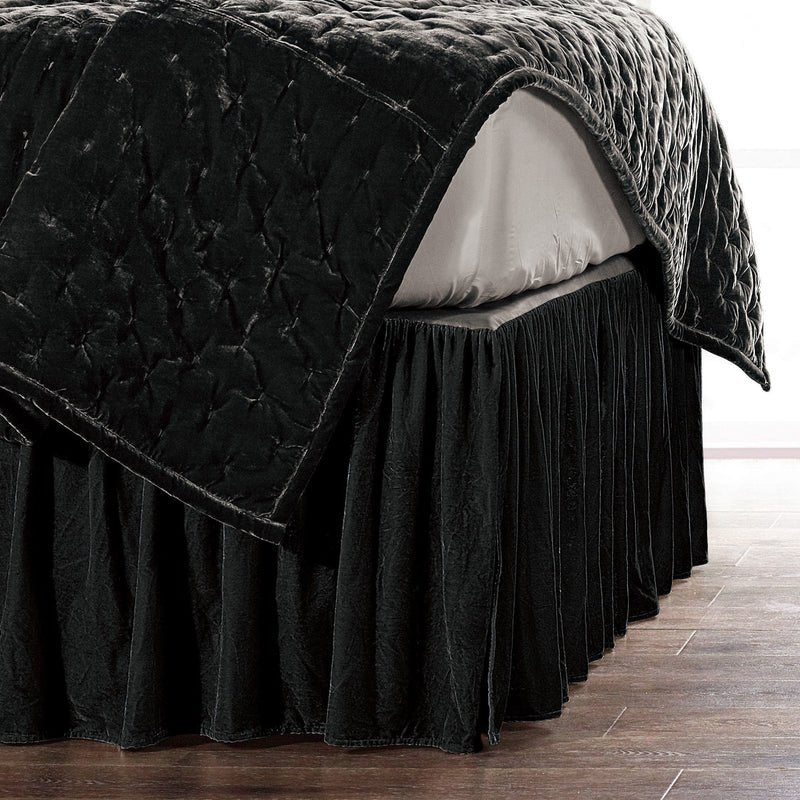 Stella Faux Silk Velvet Bed Skirt HiEnd Accents