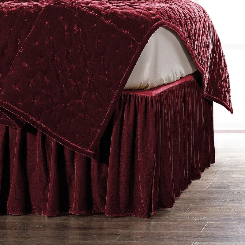 Stella Faux Silk Velvet Bed Skirt HiEnd Accents