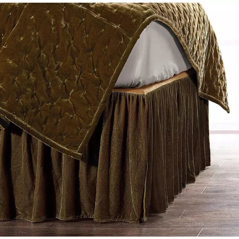 Stella Faux Silk Velvet Bed Skirt HiEnd Accents