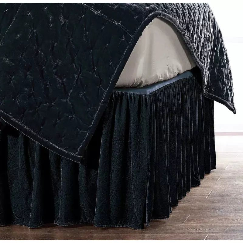 Stella Faux Silk Velvet Bed Skirt By HiEnd Accents
