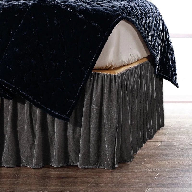 Stella Faux Silk Velvet Bed Skirt HiEnd Accents