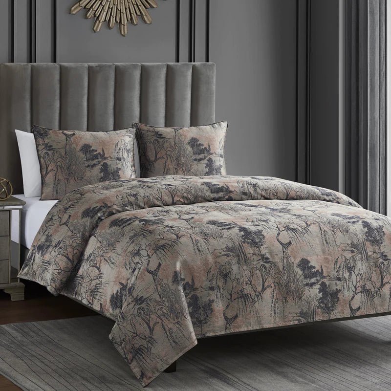 Pastoral Jacquard Comforter/Duvet Cover 3Pc Set By HiEnd Accents