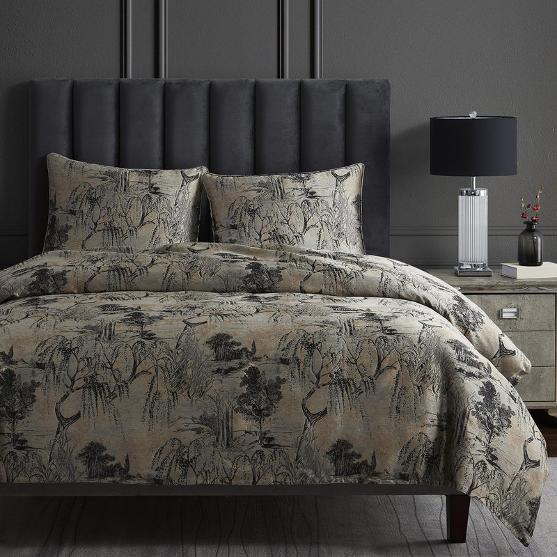 Pastoral Jacquard Comforter/Duvet Cover 3Pc Set By HiEnd Accents