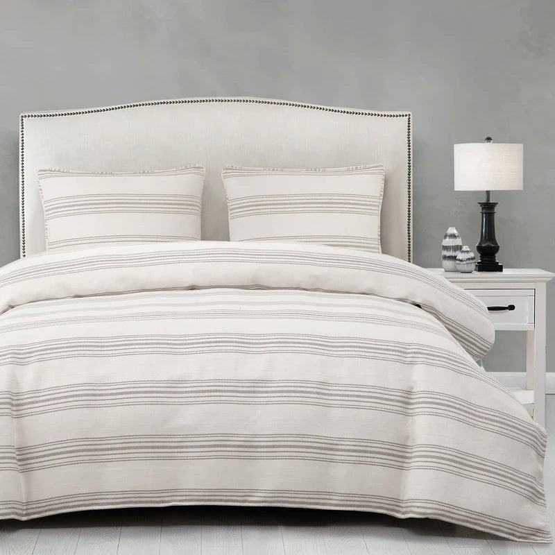 Prescott Stripe Duvet Set, Taupe HiEnd Accents