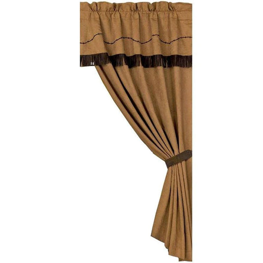 Barbwire Dark Tan Embroidered Single Panel Curtain