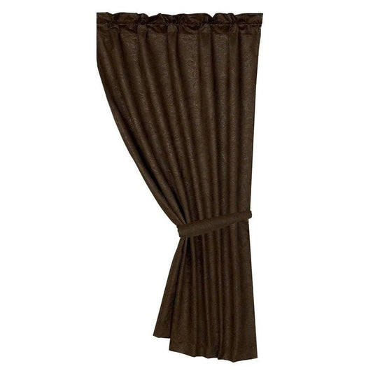 Chocolate Tooled Leather Single Panel Curtain
