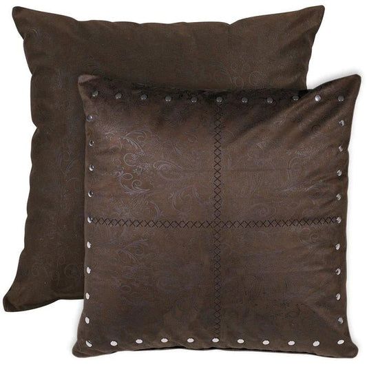 Tucson Chocolate Studded Leather Euro Sham - Reversible