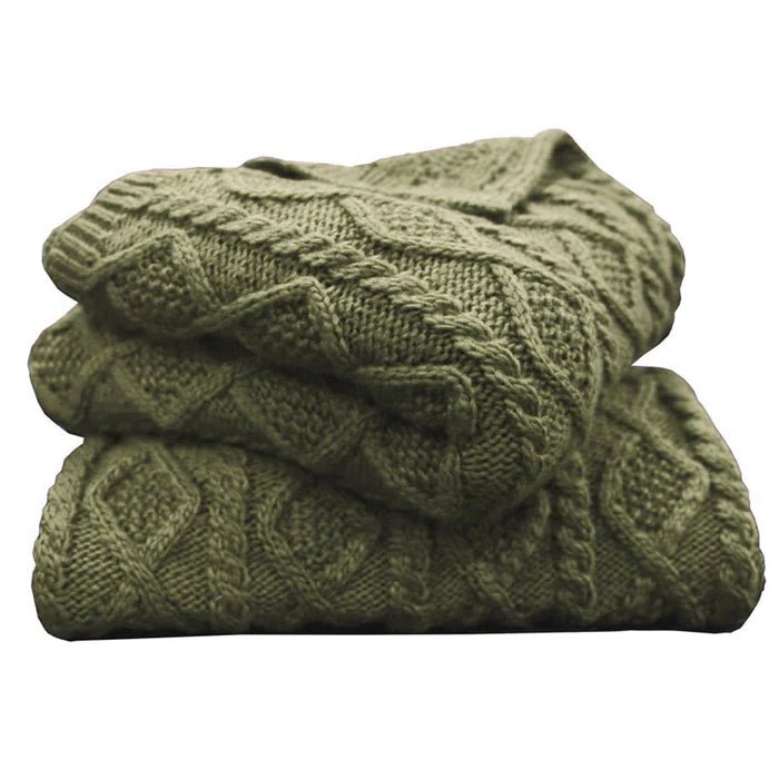 Cable Knit Soft Wool Throw Blanket HiEnd Accents