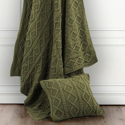 Cable Knit Soft Wool Throw Blanket HiEnd Accents