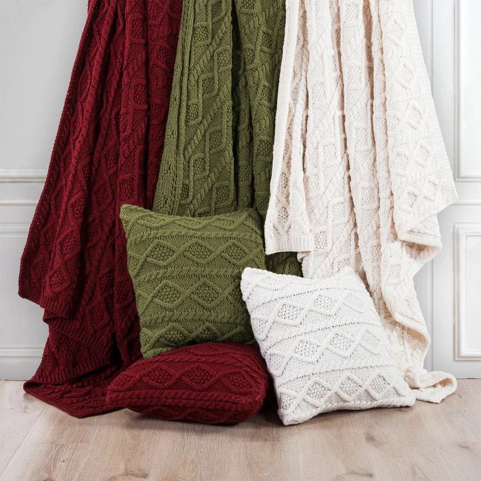 Cable Knit Soft Wool Throw Blanket HiEnd Accents