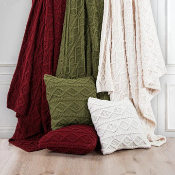 HiEnd Accents Cable Knit Soft Wool Throw Blanket