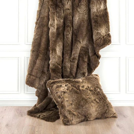 Faux Wolf Fur Oversized Throw Blanket