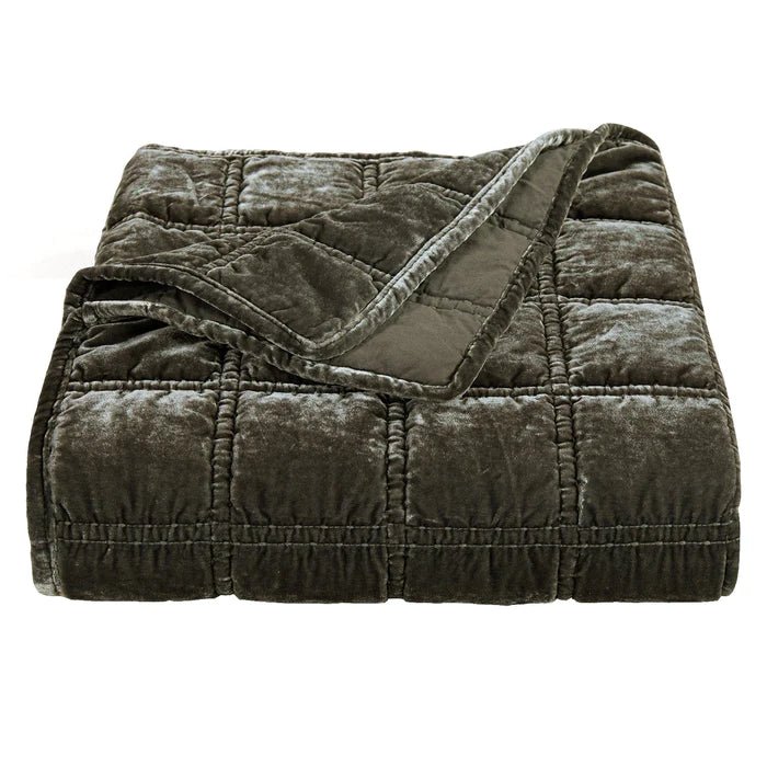 Stella Faux Silk Velvet Double Box Stitch Throw By HiEnd Accents