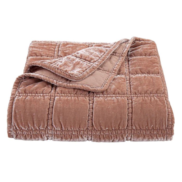 Stella Faux Silk Velvet Double Box Stitch Throw By HiEnd Accents